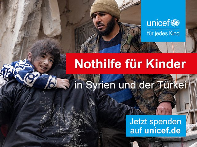 Abbildung - Ausstrahlung Spendenaufruf von UNICEF an Euronet-Geldautomaten in ganz Deutschland